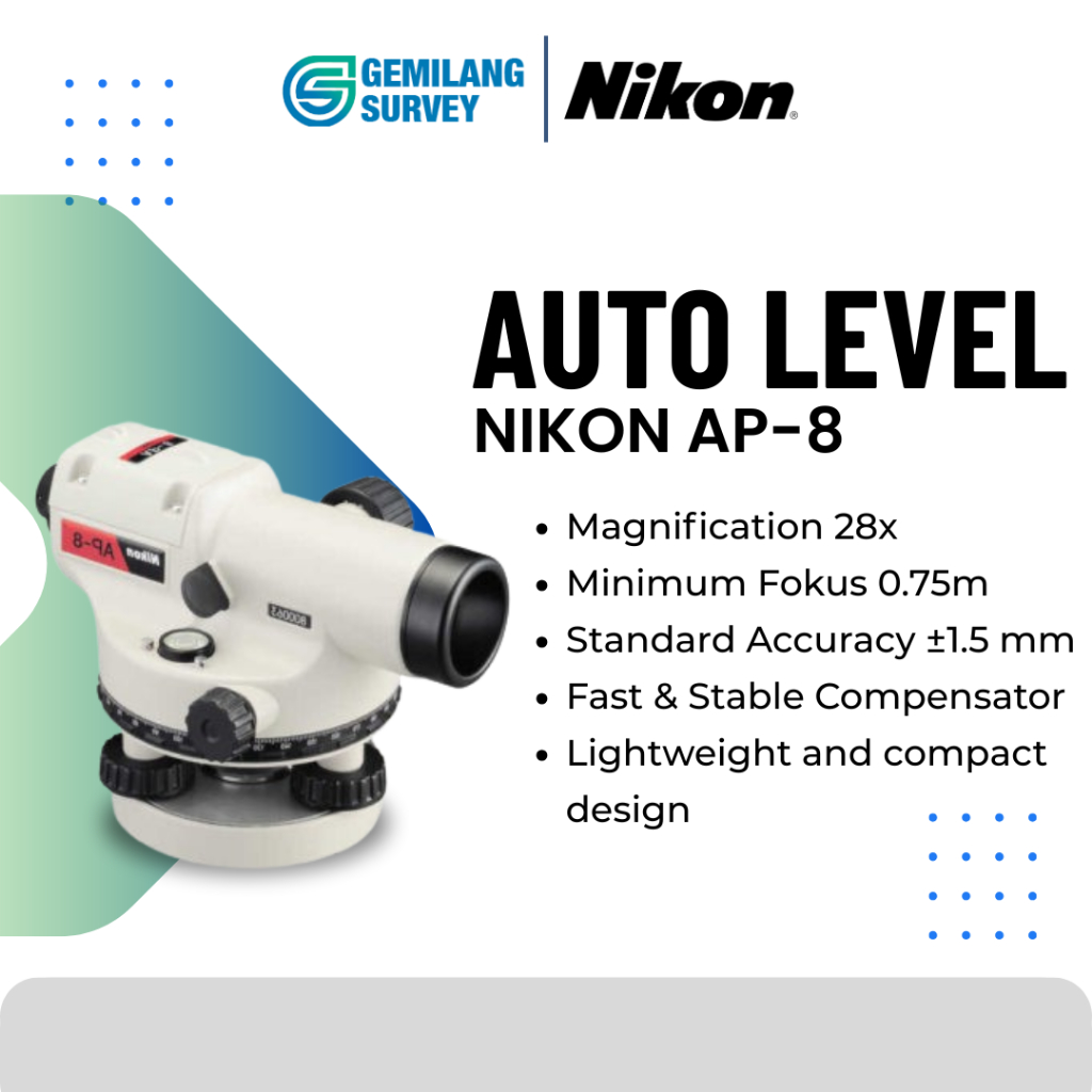 Nikon AP-8 Automatic Level - Alat Pengukur Tingkat Otomatis