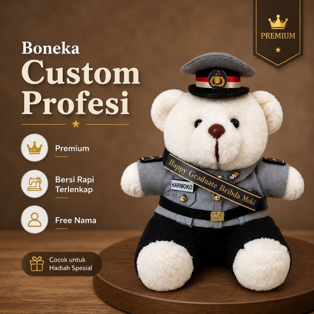 BONEKA TNI 15cm Custom  Profesi Request Nama & Seragam Kado Unik Wisuda Polisi TNI Perawat