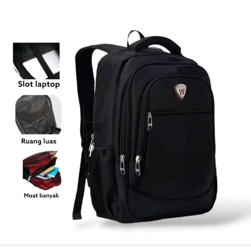 NEW Tas Ransel Polo Trands 74213 - 36L, Warna Hitam, Expandable, Free Rain Cover