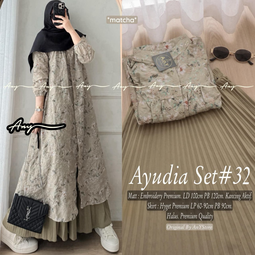 AYUDIA SET BY ANY EMBROIDERY PREMIUM SETELAN WANITA SETELAN LONG TUNIK SETELAN ROK PLISKET