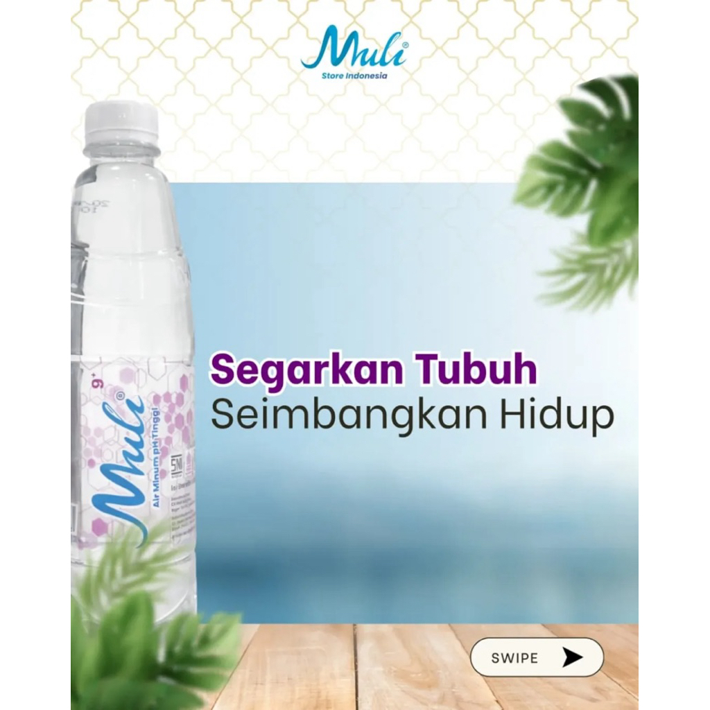 Muli Air Minum pH Tinggi 9+ 3 Botol Alkaline Water