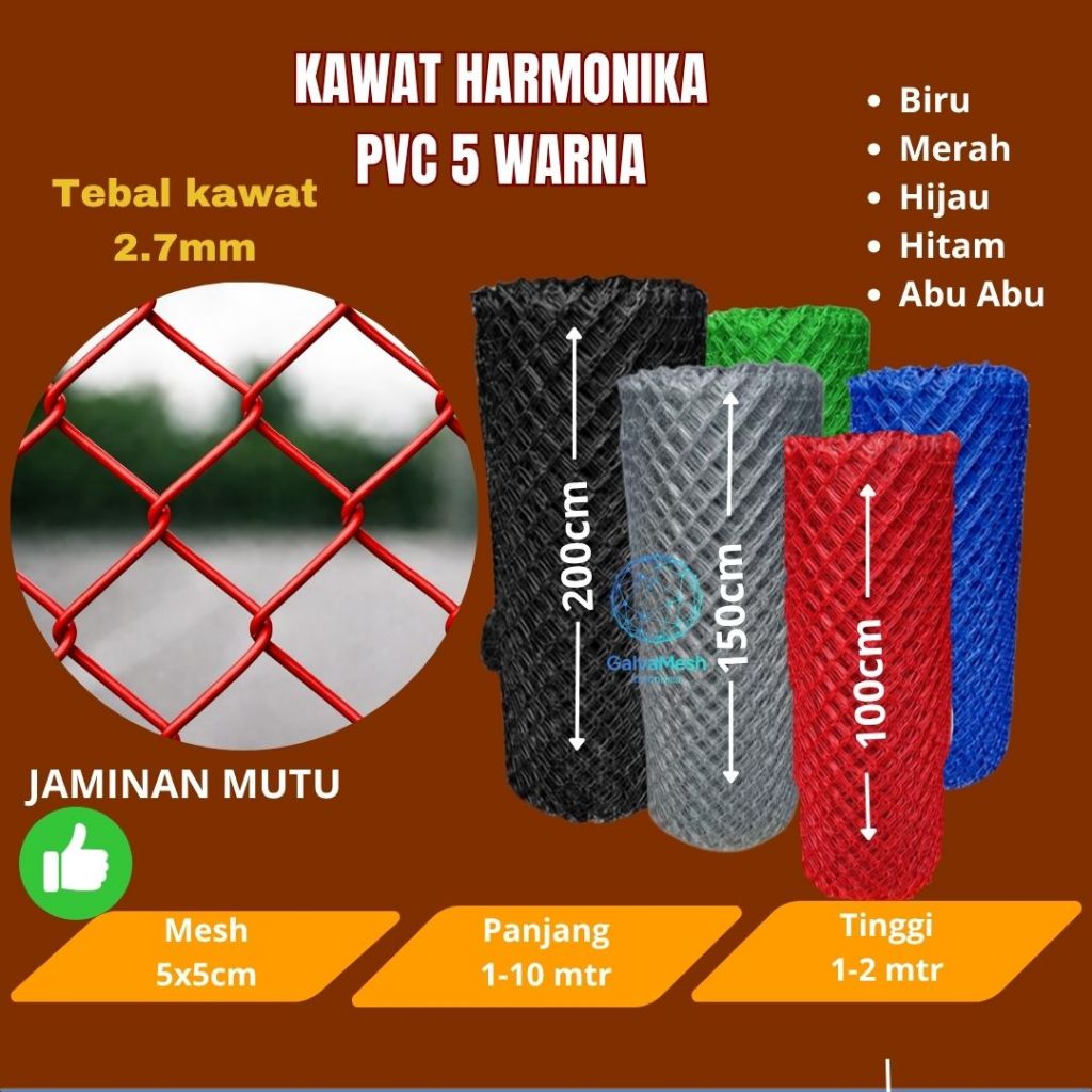 Kawat Harmonika PVC Murah tebal 2,7mm untuk pemagaran lapangan,area