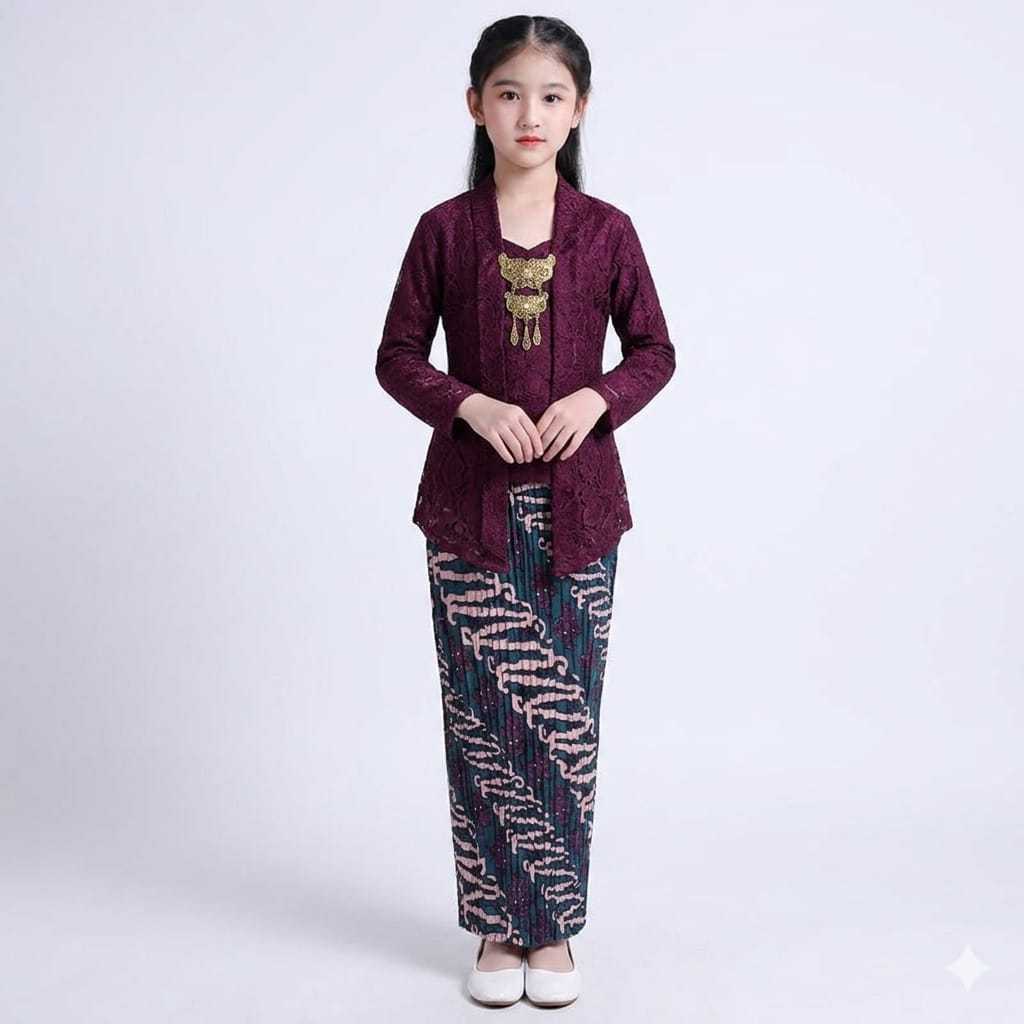 Kebaya Kutu Baru Anak Perempuan / Kebaya Kutu Baru Brokat Anak/Kutu Baru Brokat