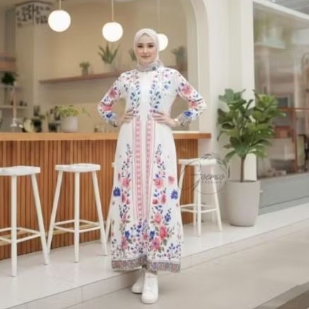 gamis putih motif bunga