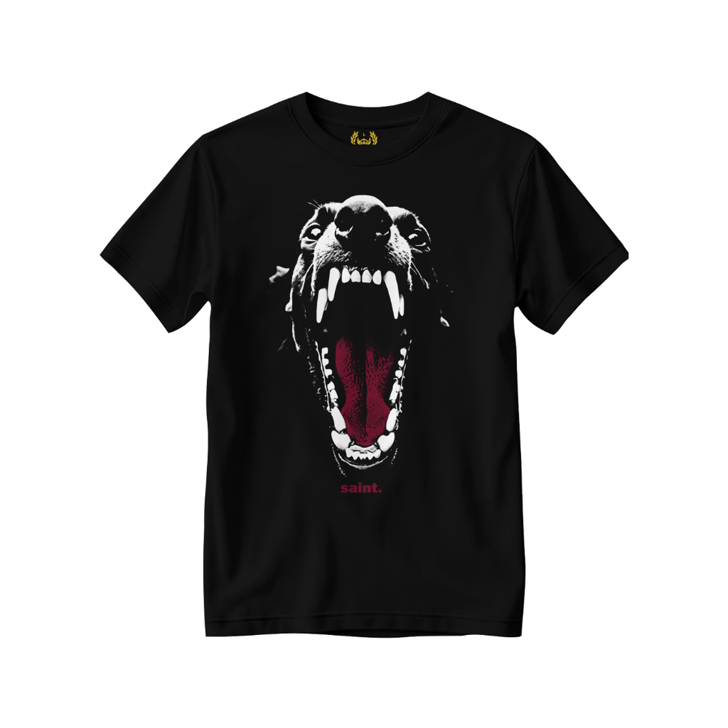 T Shirt Regular Immortal Black SAINT Graphic Tee Anjing Doberman Atasan Pria Dan WaniTa Unisex Sablo