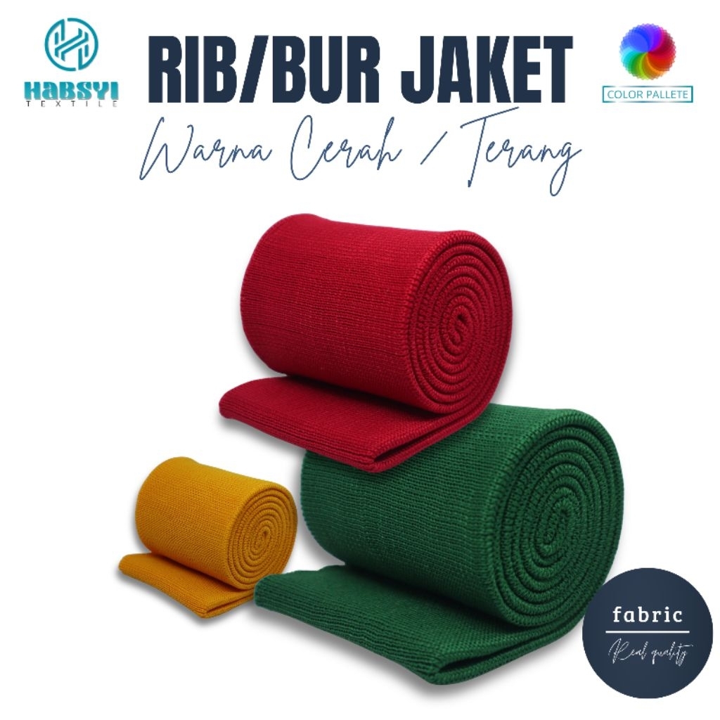 Warna Terang | Rib Jaket Rajut 1x1 Polyester Anti Melar Bisa Custom