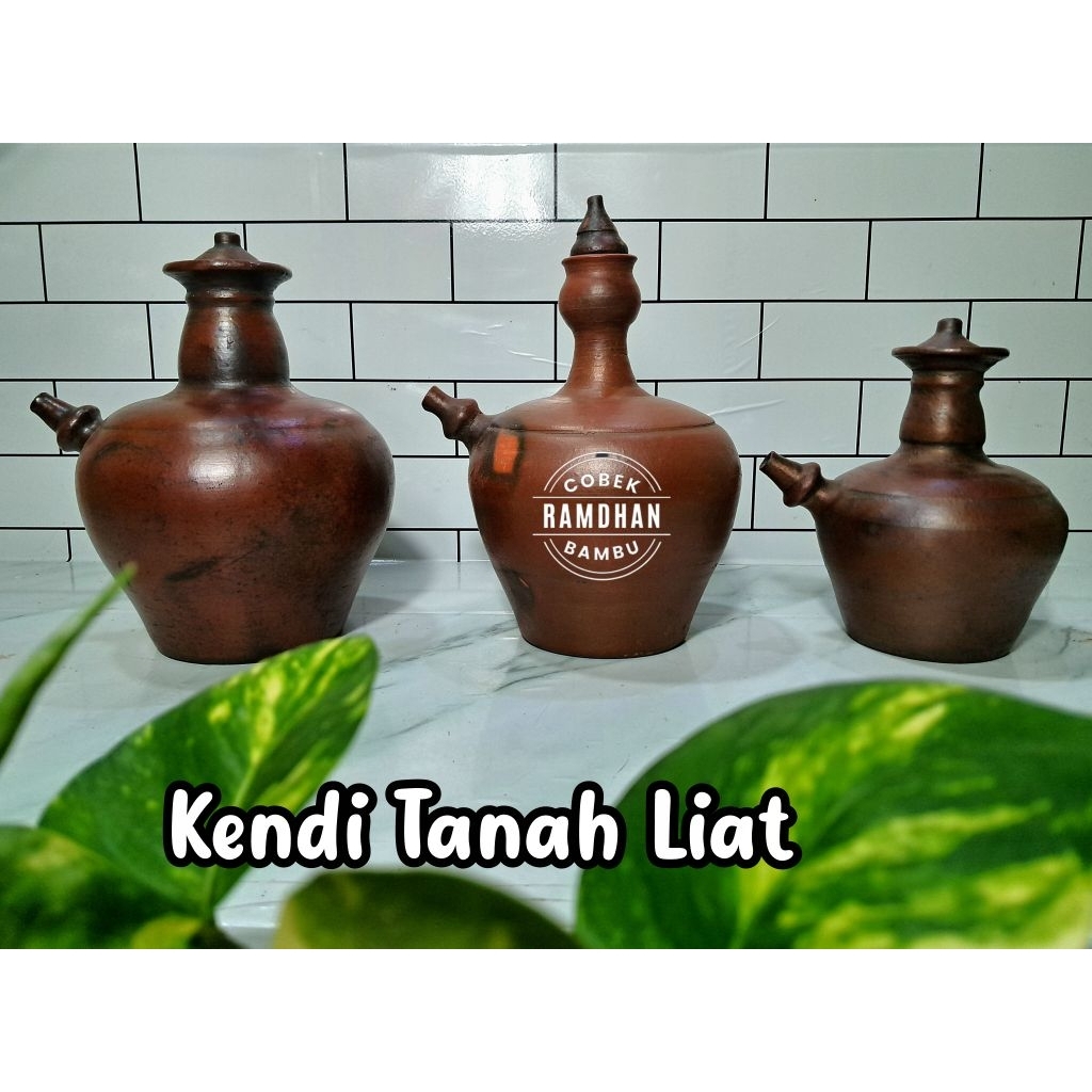 Kendi Tanah Liat Air Minum/Gogok+Packing Kayu