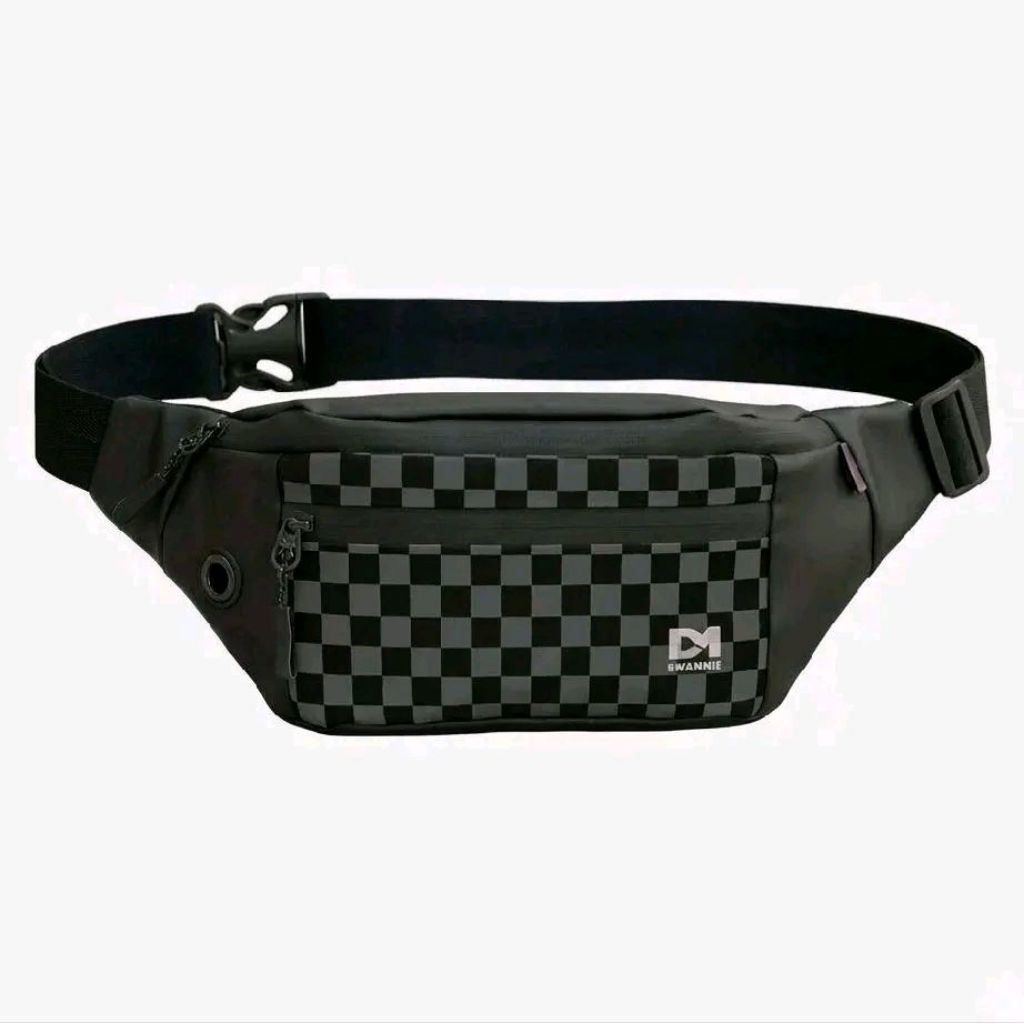 Tas Selempang Pria DM Motif Kotak-kotak Waterproof