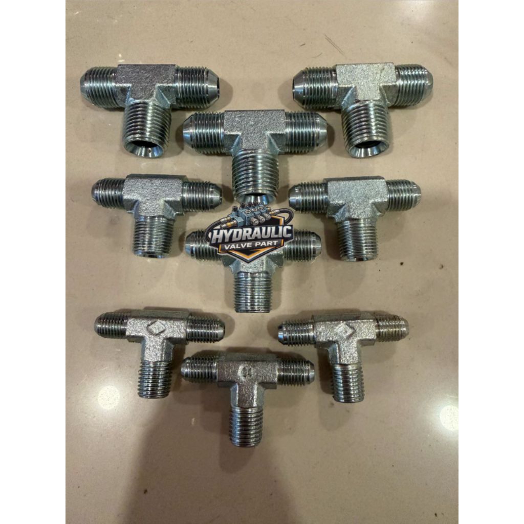 tee nepel hidrolik kombinasi 1/4 jic x 1/4 npt x 1/4 jic / tee nepple kombinasi male jic - Npt - jic