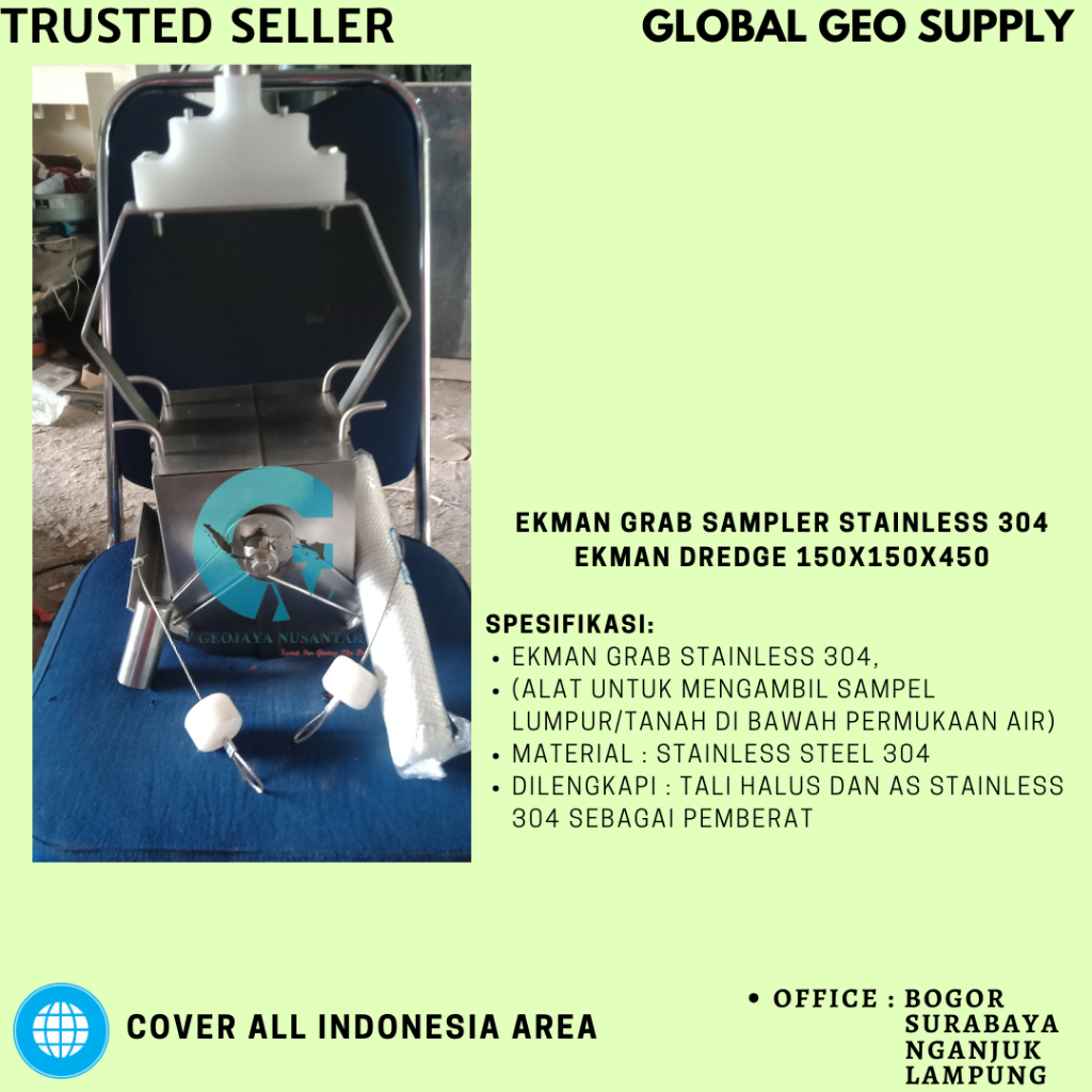 EKMAN GRAB SAMPLER STAINLESS 304 EKMAN DREDGE 150x150x450