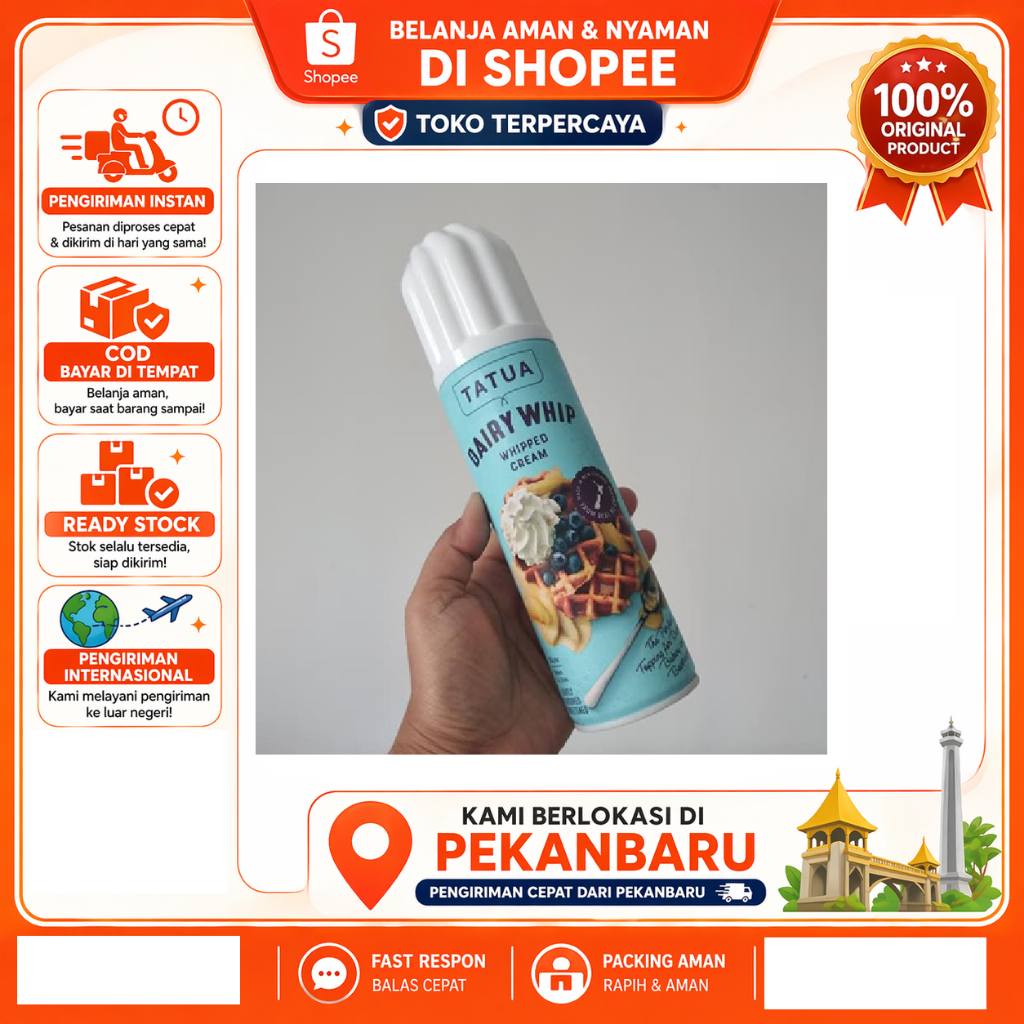 [SDW] pekanbaru/250 Gram Tatua Dairy Whip Cream Spray Bottle Bahan Dekorasi Kue Baking Hiasan Kue
