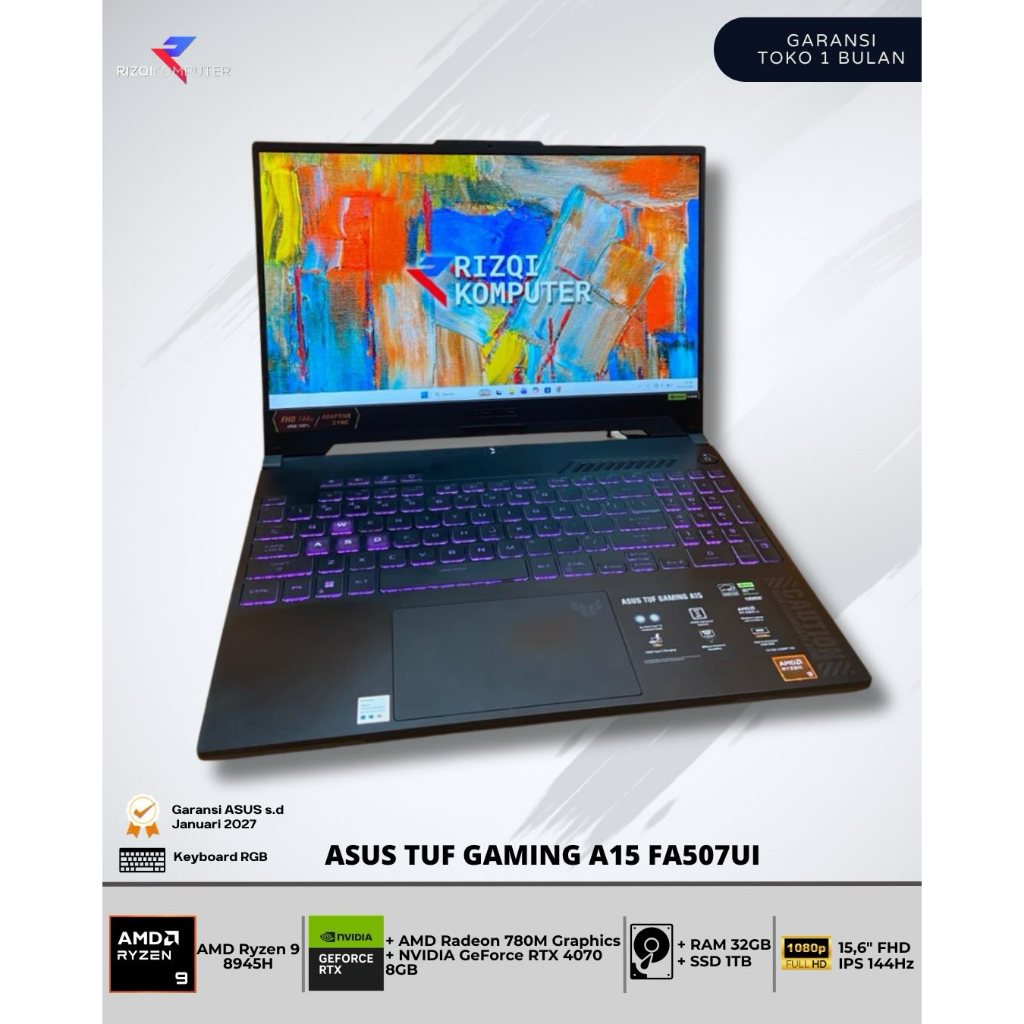 Asus Tuf Gaming A15 FA507UI AMD RYZEN 9 - 8945H RAM 32GB SSD 1TB ys