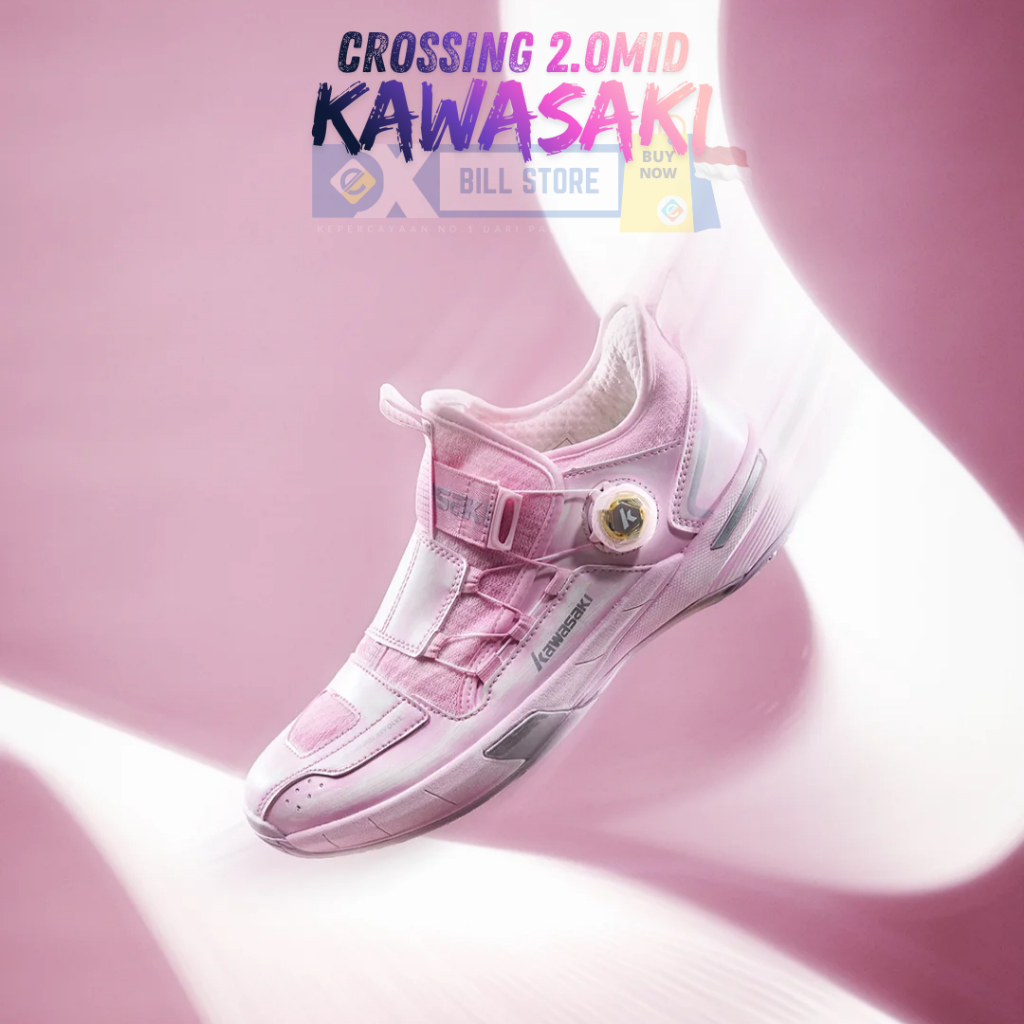 Sepatu Badminton Kawasaki 2.0 MID BOA PROFESIONAL Bulutangkis Breathable Carbon Plate Knob Otomatis 