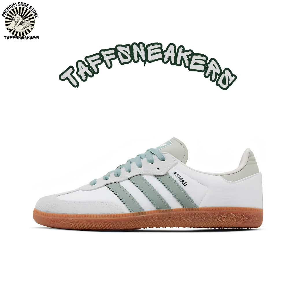 Sepatu Adidas Samba OG White Silver Green