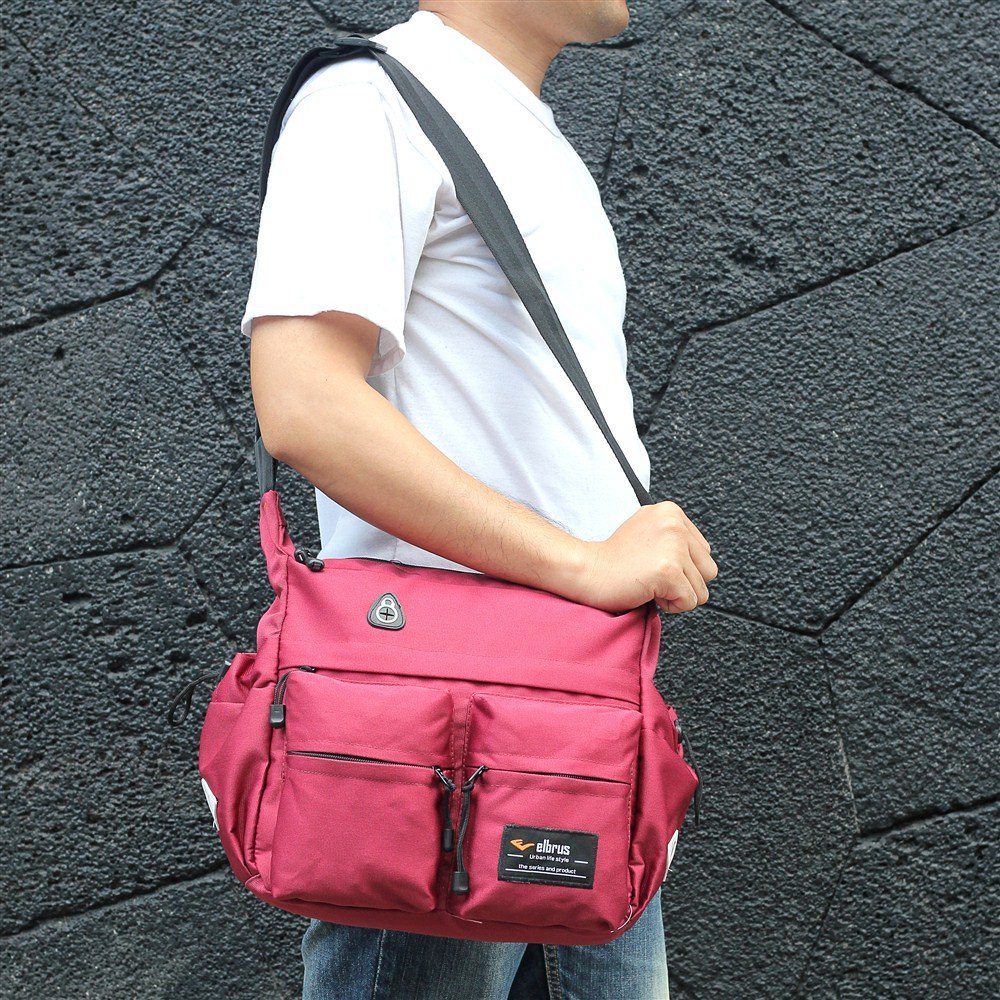 Tas Selempang Pria Elbrus Sling Bag Cordura Premium Maroon Tas Bahu Cowok Casual Distro Outdoor Orig