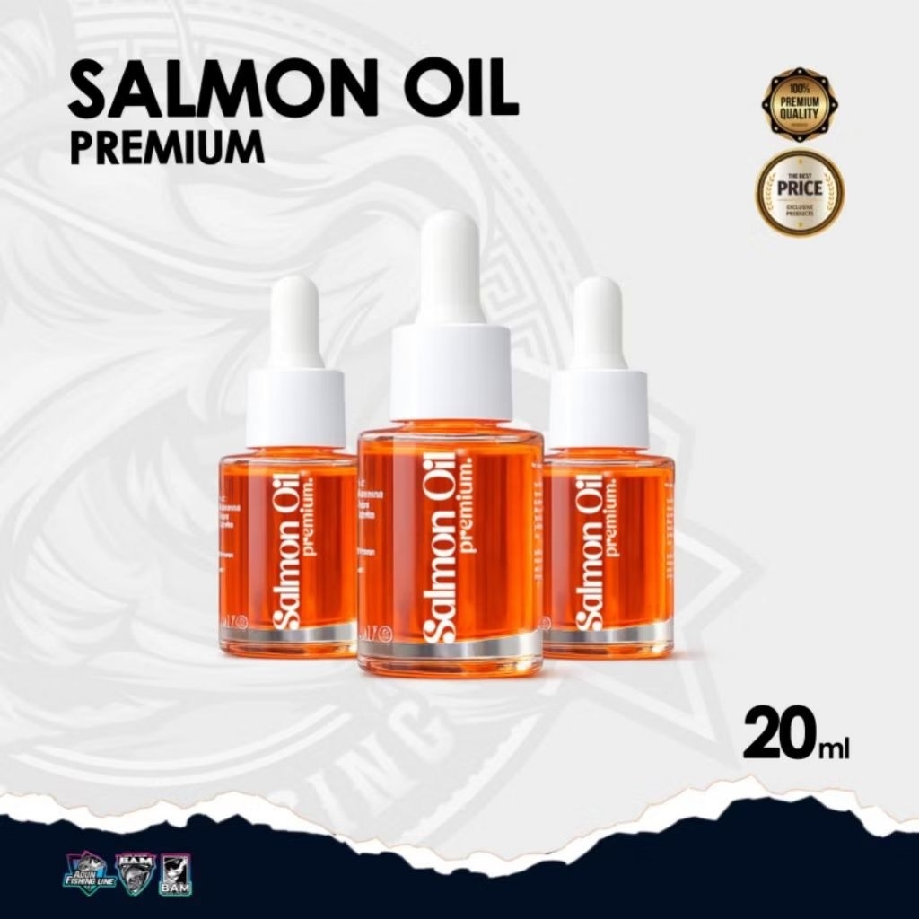 BAM Salmon Oil Premium 20ml (Kemasan Botol) SOG Salmon Oil Glass Adun Mancing