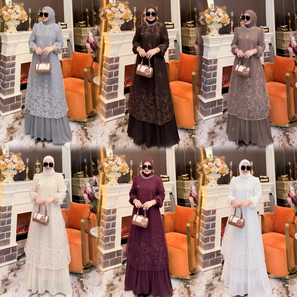 New SHAKIRA COLLECTION GAMIS SET MALAY SEGI 4* NEW YASMIN SET DRESS( ORIGINAL)set kekinian /set terb