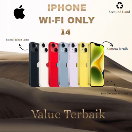 IPHONE 14 WIFI ONLY 128GB/256GB SECOND FULLSET Second Garansi 1 Bulan