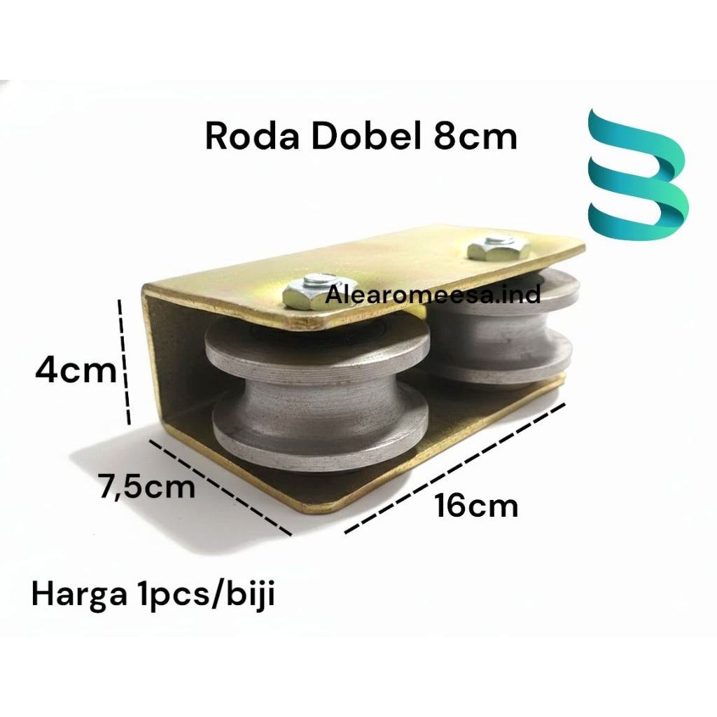 Roda Pagar Besi super doubel ukuran 8cm | Roda Ganda