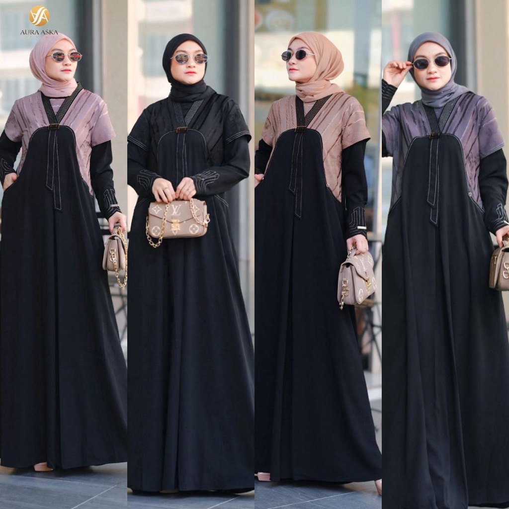 Abaya turki Mahalini dress hitam ke kinian