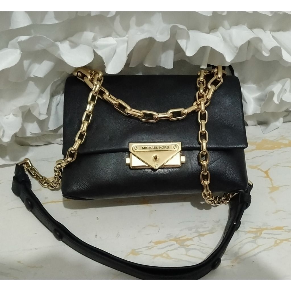 tas MK Michael Kors Cece shoulder bag, selempang rantai kulit asli