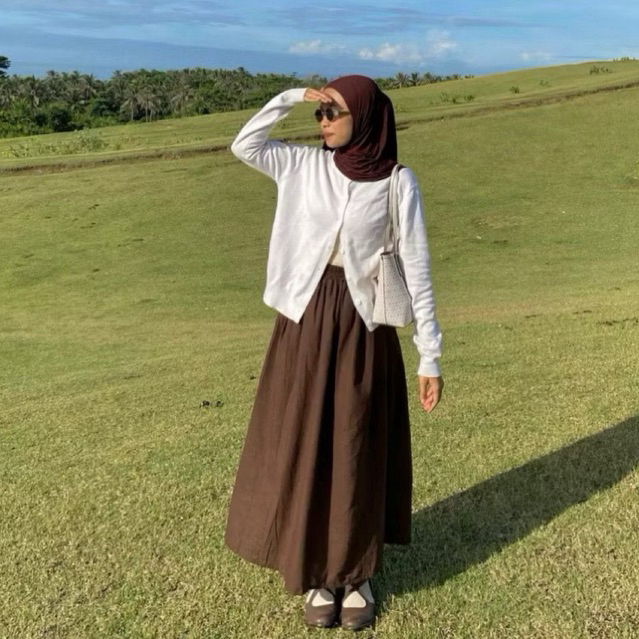Cania Skirt Rok Basic Linen Wanita - Rok panjang Casual Korean Look minimalis Kekinian
