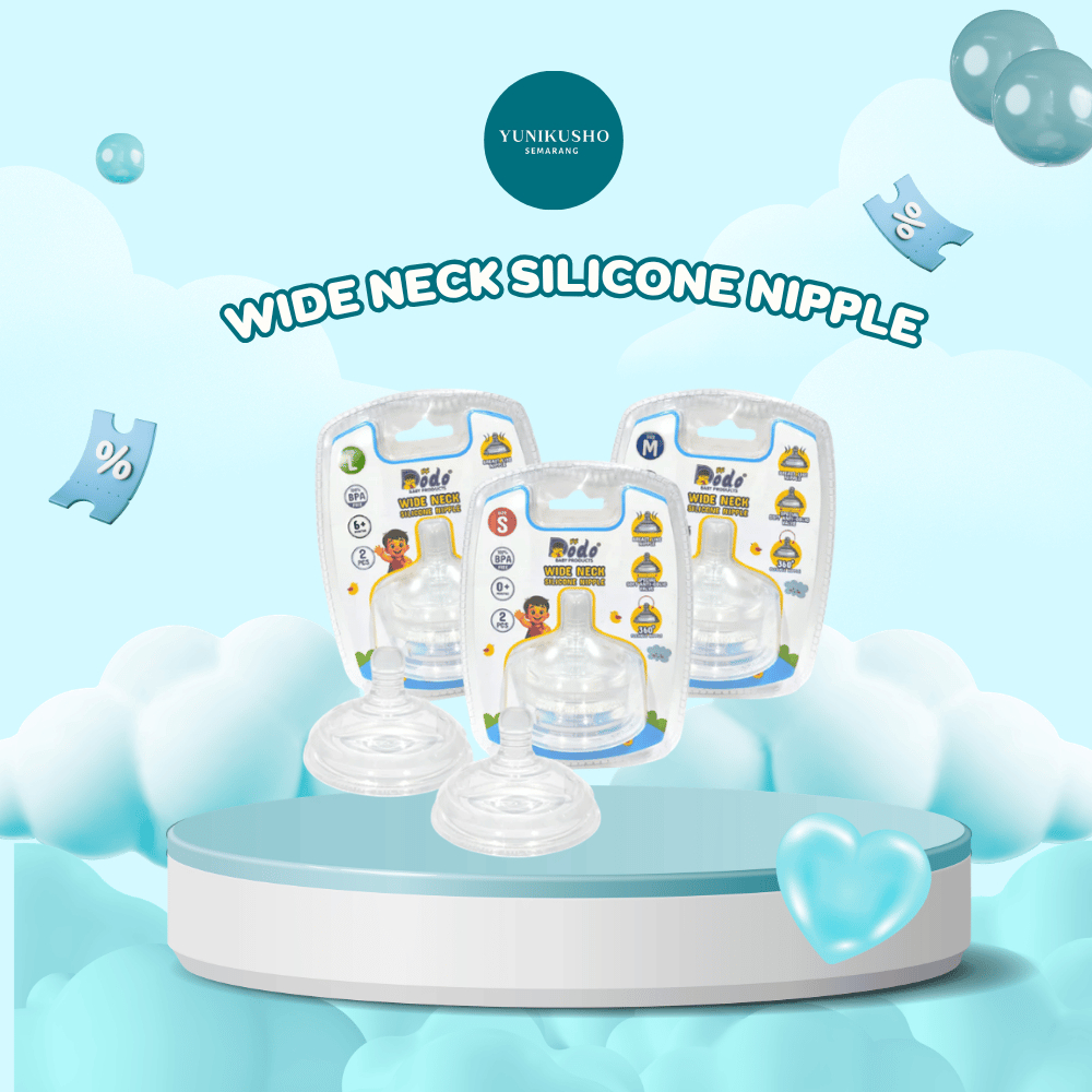 Dodo Wide Neck Silicone Nipple | Dot Silicone untuk Botol Wide Neck Feeding Bottle Dodo (S/M/L)