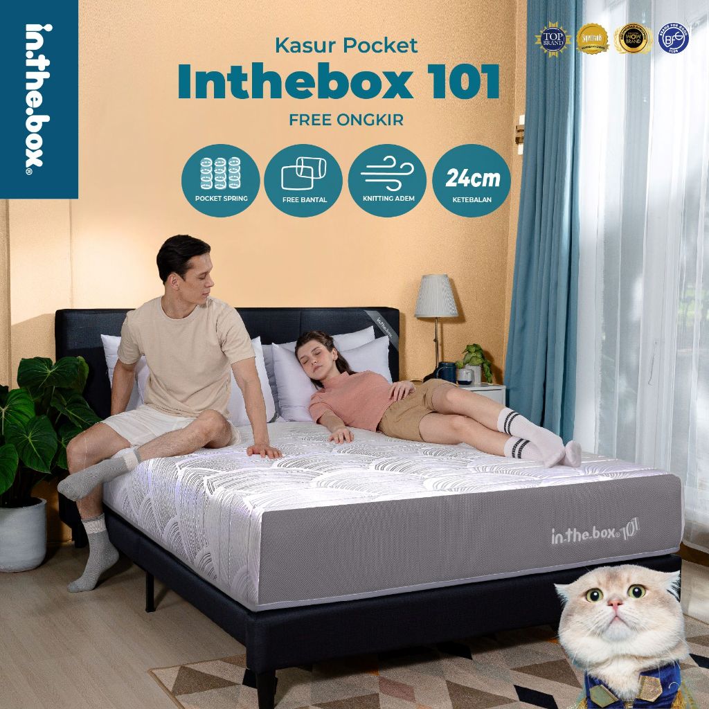 Kasur Springbed IN THE BOX 101 - FREE Bantal | Ukuran 90x200, 100x200, 120x200, 140x200, 160x200, 18