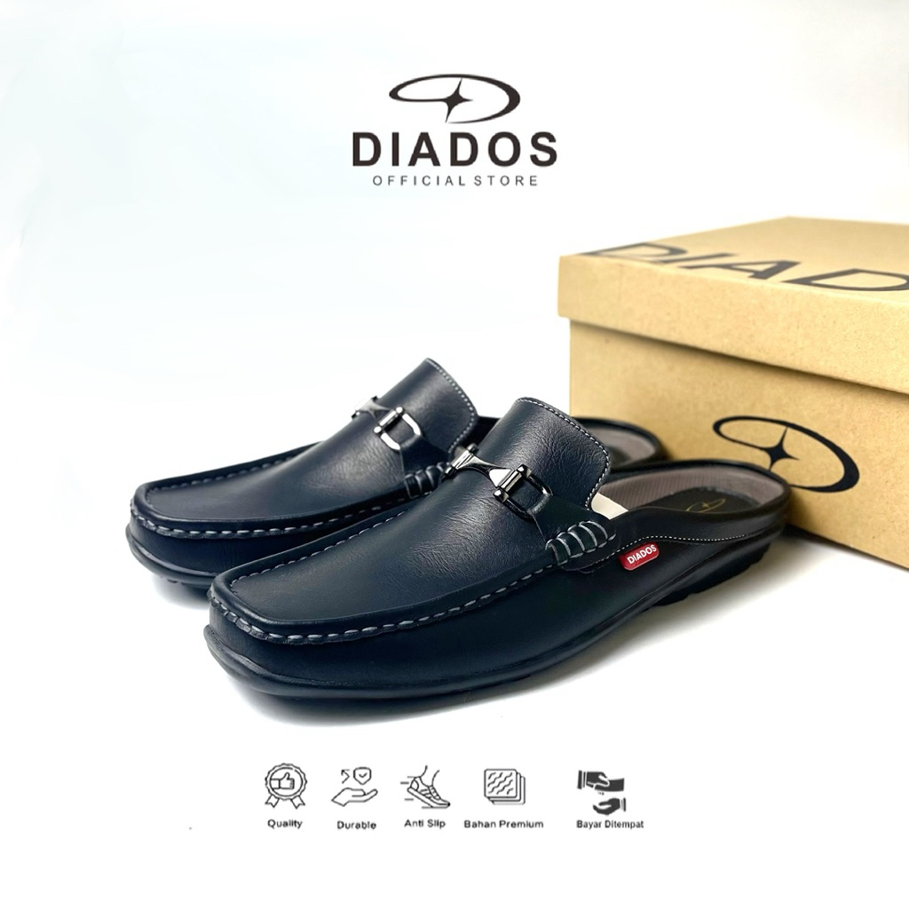 DIADOS - Austin 001 Hitam | Sepatu pantofel kantor formal pantopel kulit pria casual resmi loafer se