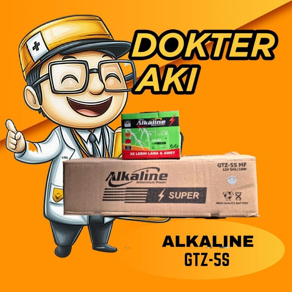 Aki Motor BEAT MIO VARIO Aki Kering, Merk : ALKALINE GTZ-5S, PER DUS = 10 PCS