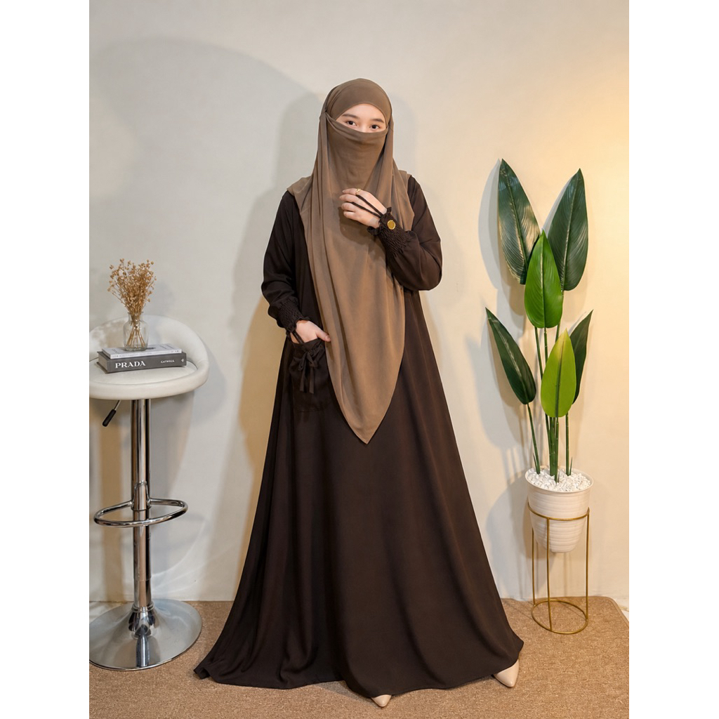 Terbaru Baju Gamis Naura Dress Sabrina Anti Uv Model Polos Seragaman pengajian Elegan