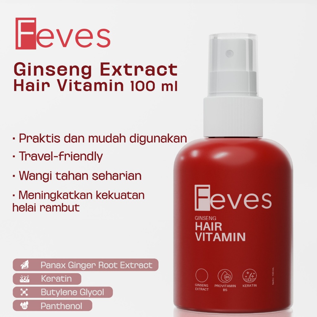 FEVES Gingseng Hair Serum - Vitamin Rambut Spray - Hair Vitamin (Perawatan Rambut Kering Dan Kusut)