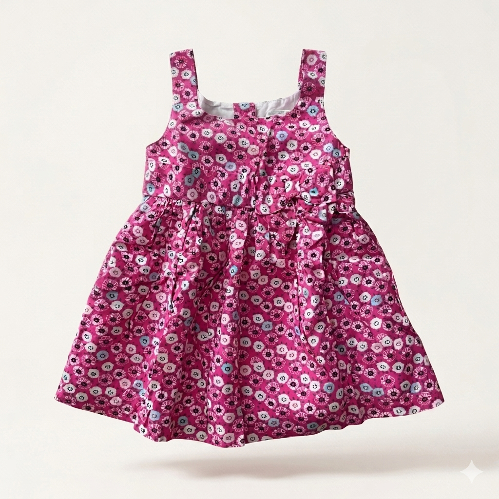 Dress Anak Bayi 3 - 6 M sleeveless Pink Lil Flo - Fashion Baju Sisa Eksport Branded Perempuan Katun