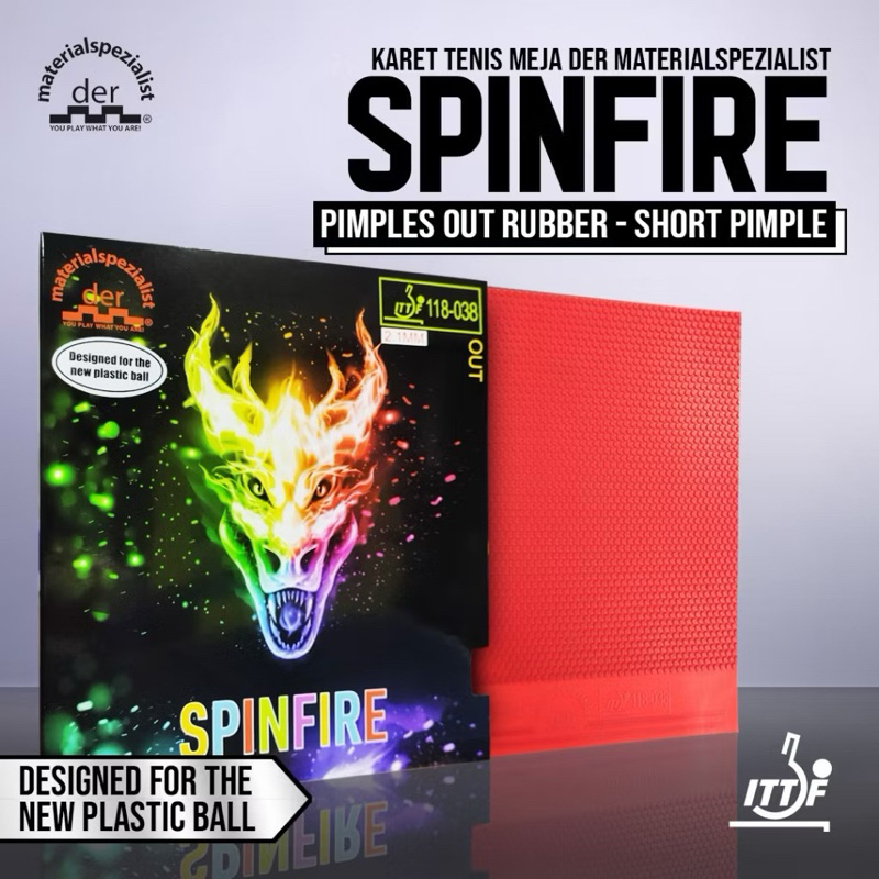 Karet Bet Pingpong Tenis Meja DER MATERIALSPEZIALIST SPINFIRE Bintik Pendek Original
