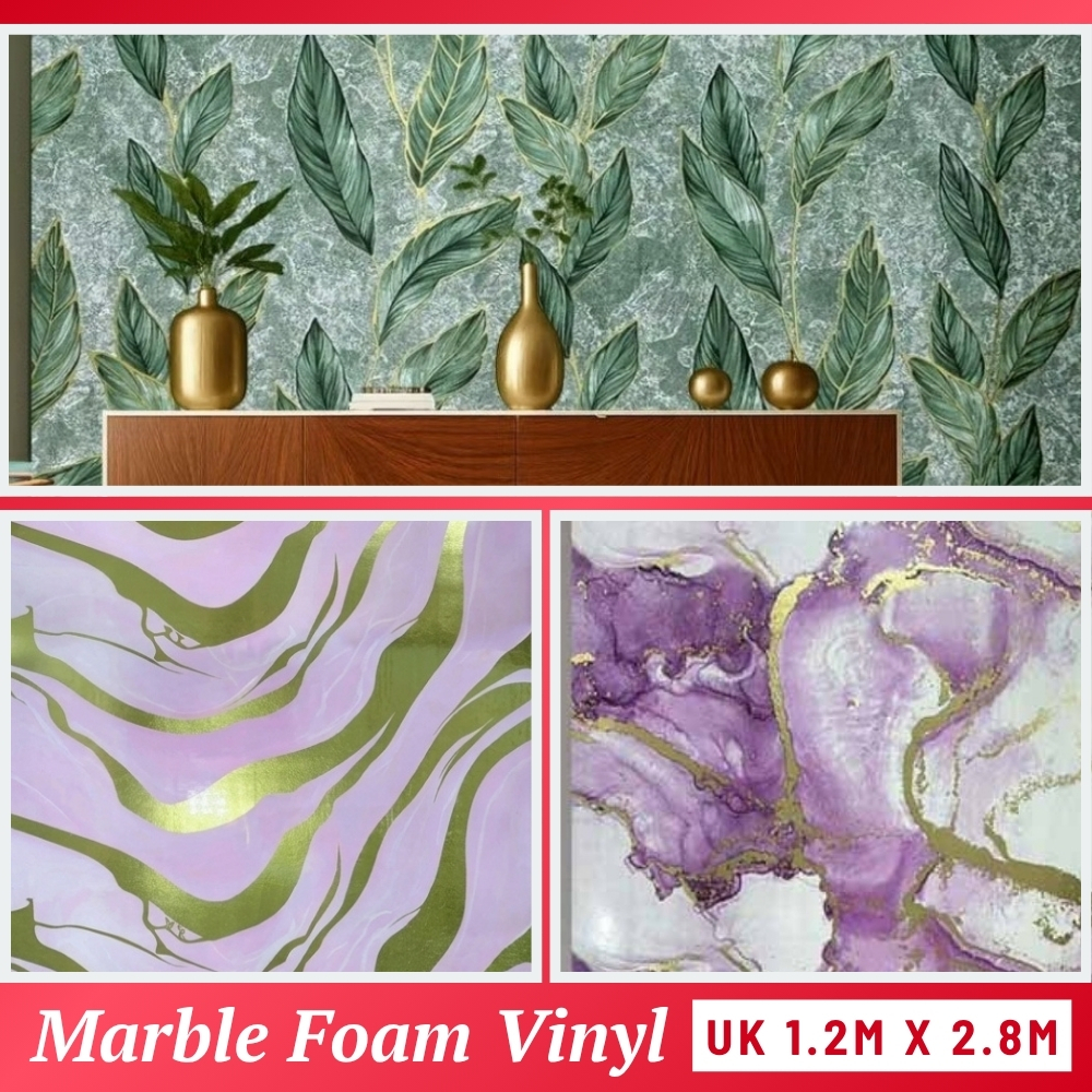 Wallpaper Stiker Dinding Marble Foam Dekoratif Walpaper Marble Motif Panel Marmer Vinyl Glossy