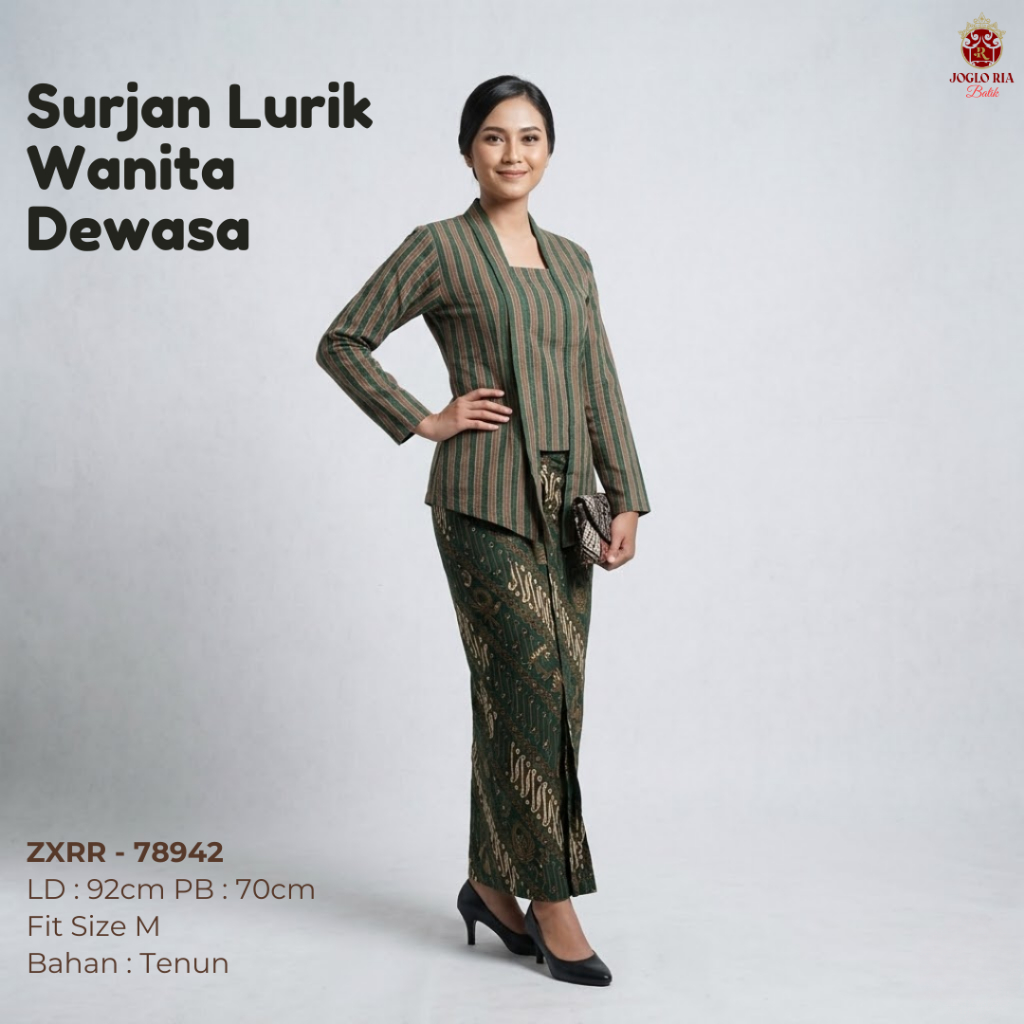 Baju Surjan Lurik Wanita Dewasa Tenun Asli Kebaya Lurik Kartini Modern - Ria Batik Solo