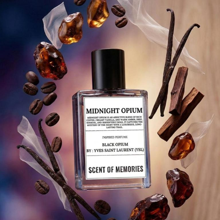 Scent Of Memories - Midnight Opium  Parfum Aroma Kopi Amber Vanilla Kayu Manis  Woody Inspired Black