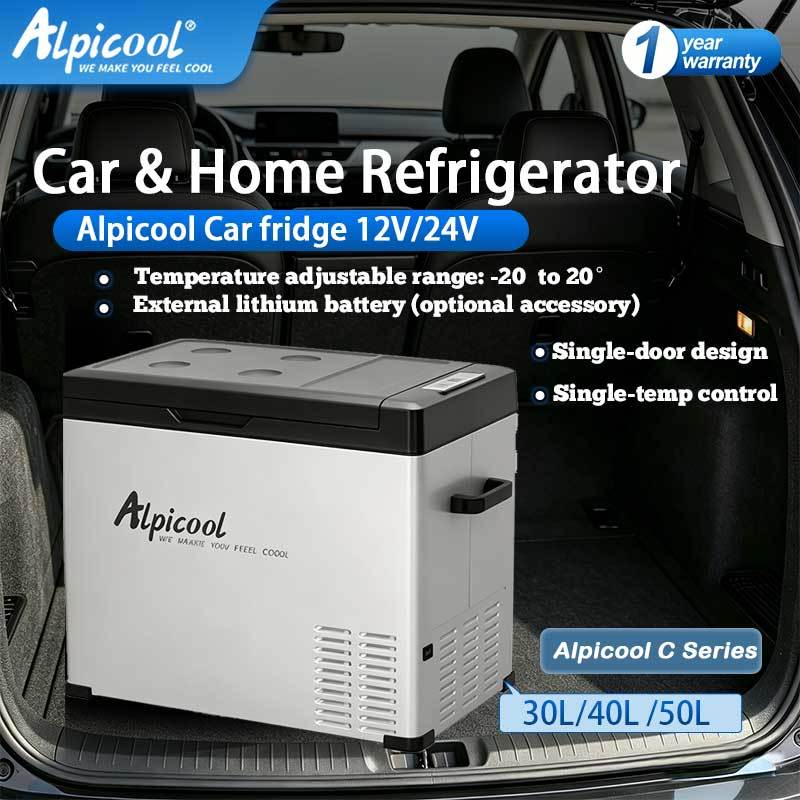 Alpicool C Series‌ 30L-50L Car Compressor Refrigerator Single Door Car & Home Use 12V/24V/220V Dual 