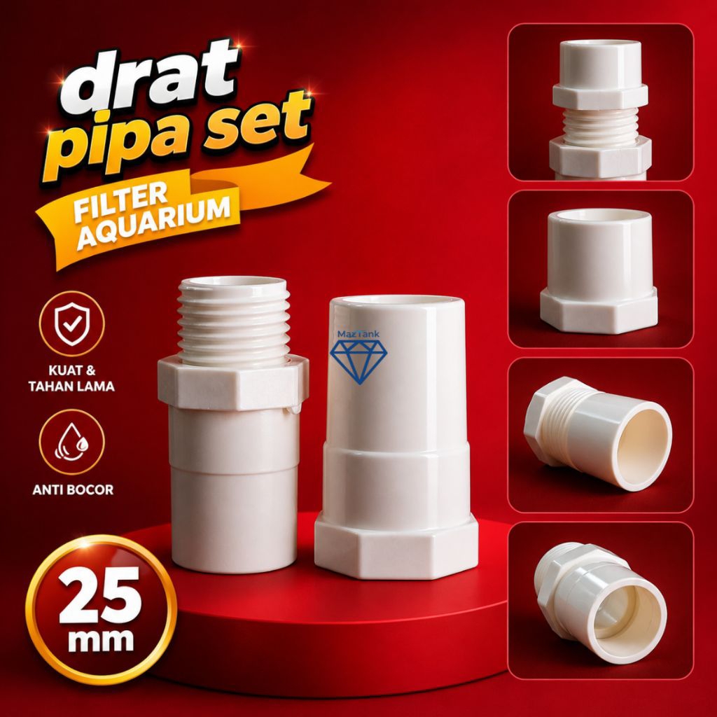 Sambungan Pipa Aquarium - Sockdrat Aquarium Set Luar Dalam - Drat Pipa Luar Dalam