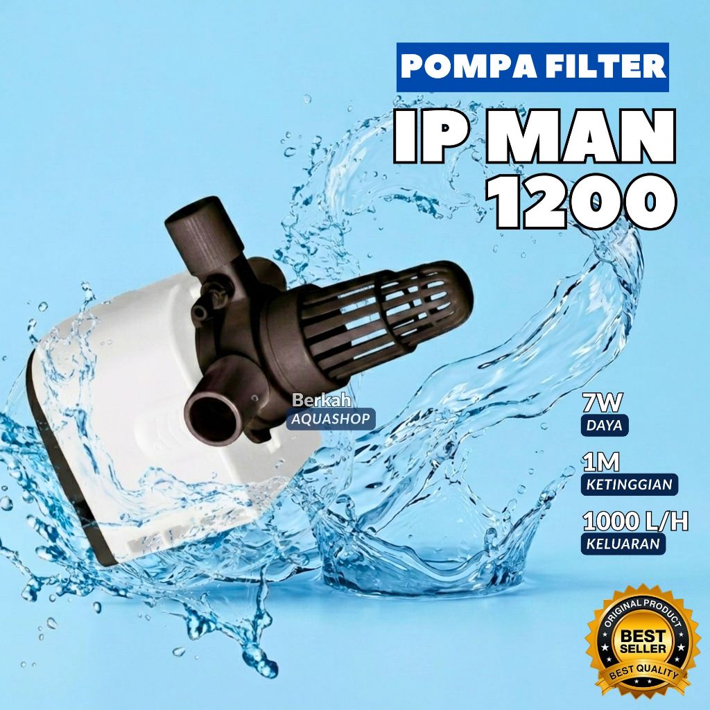 Pompa Air Aquarium Mini Celup Low Watt 1000L/H  – IP MAN 1200 Filter & Aerator Akuarium