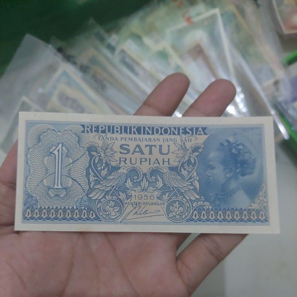 1 rupiah gadis jawa tahun 1956. kondisi bagus.