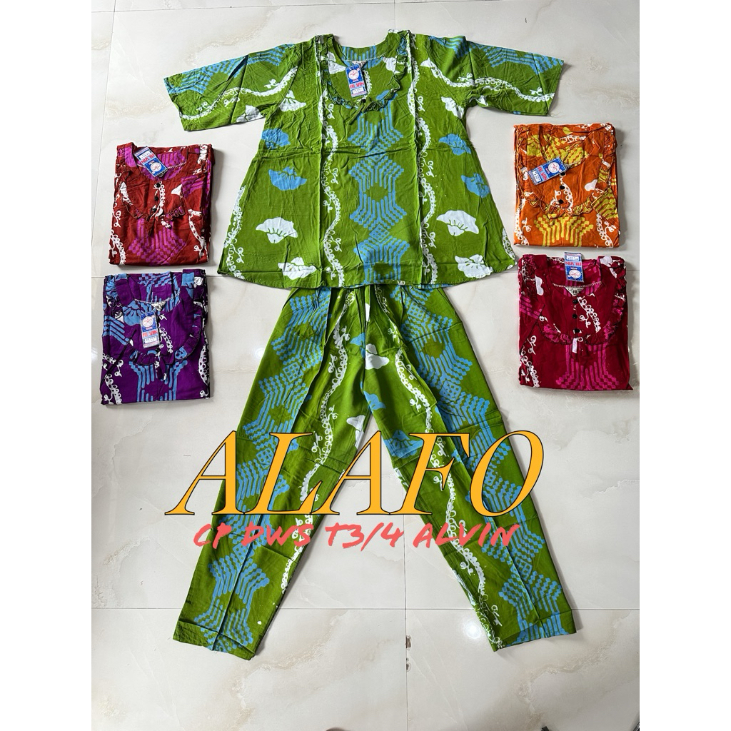 BAJU TIDUR NYAMAN CP DEWASA T3/4 BATIK ALVIN CITAK