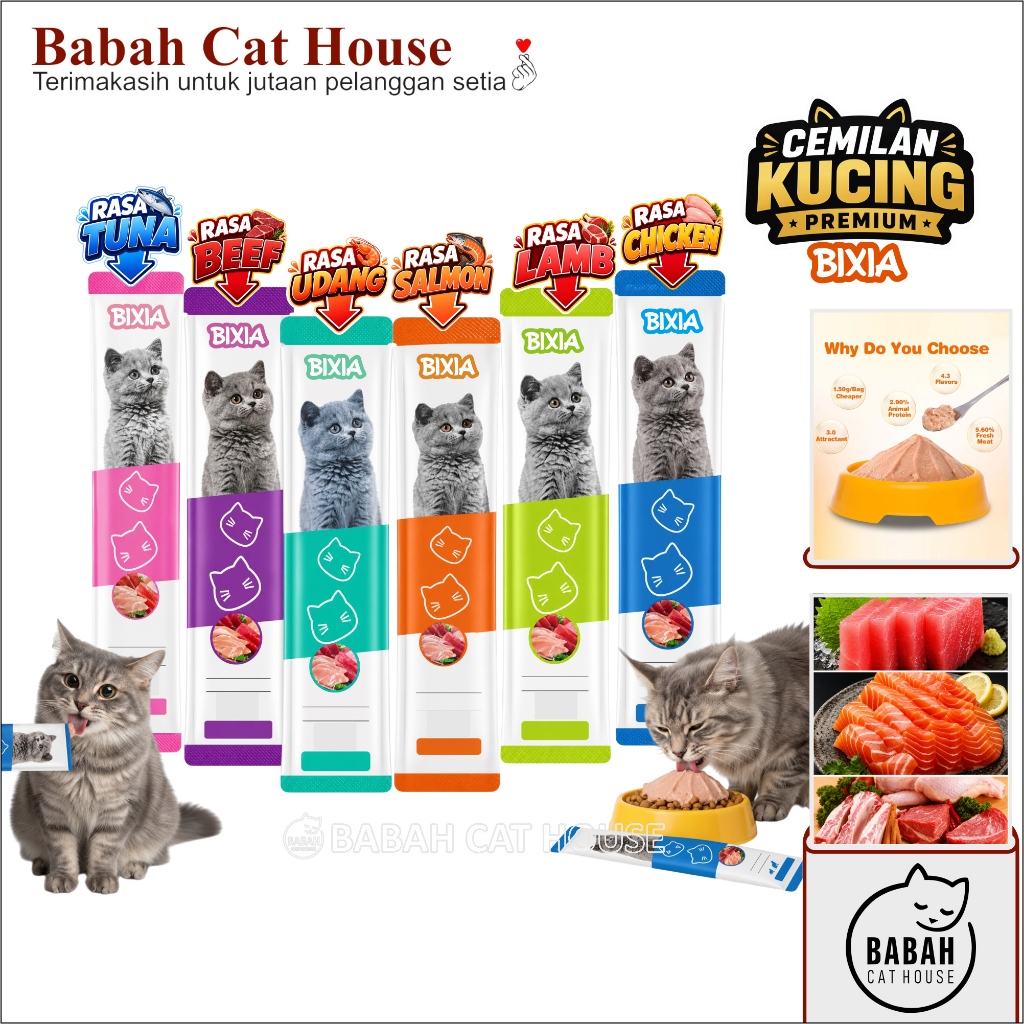 BIXIA Cat Treats Snack Kucing Creamy Anak Kitten Treat Cemilan Murah Makanan Untuk Cats Camilan Meo 