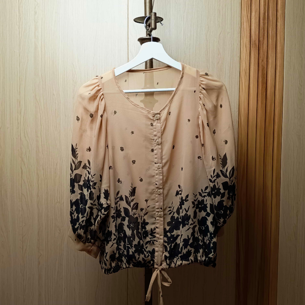 Blouse Chiffon Ringan Warna Nude