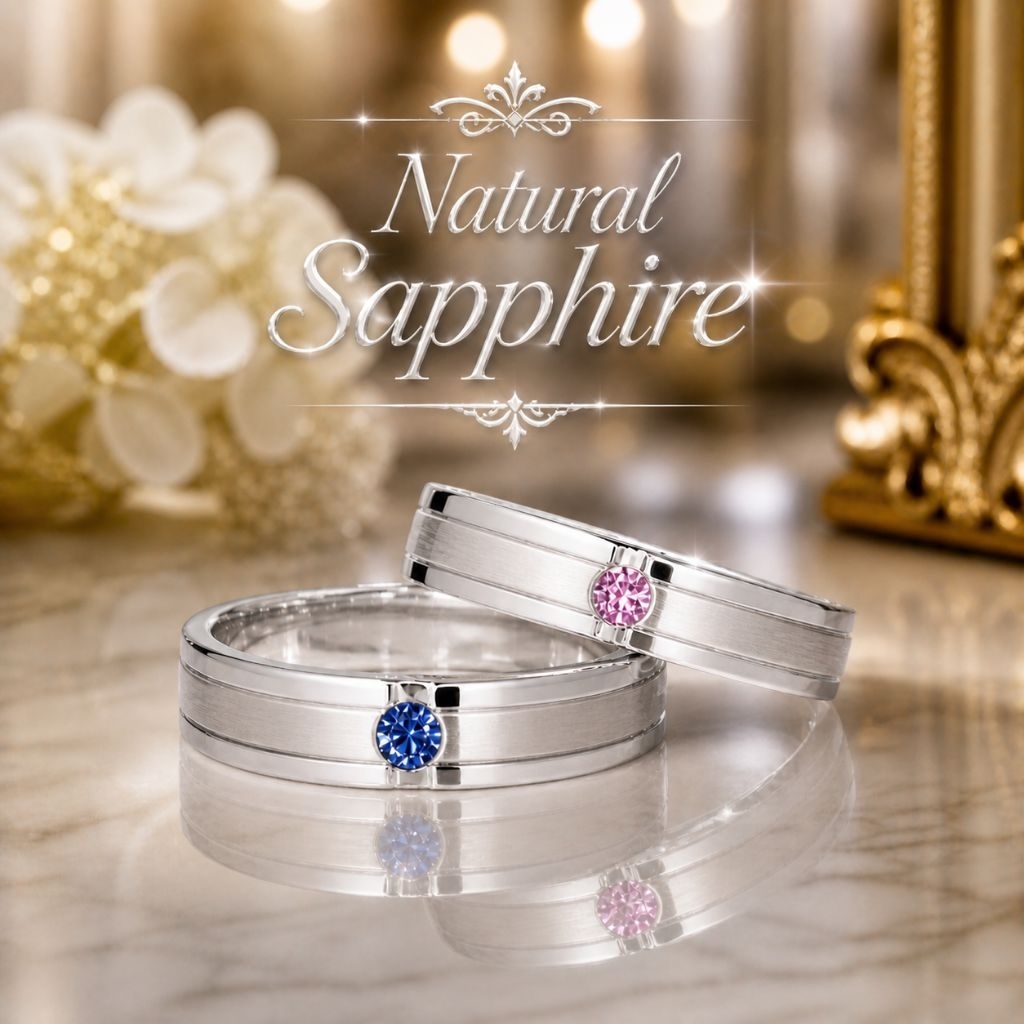 Cincin Nikah Couple Emas Sapphire Asli