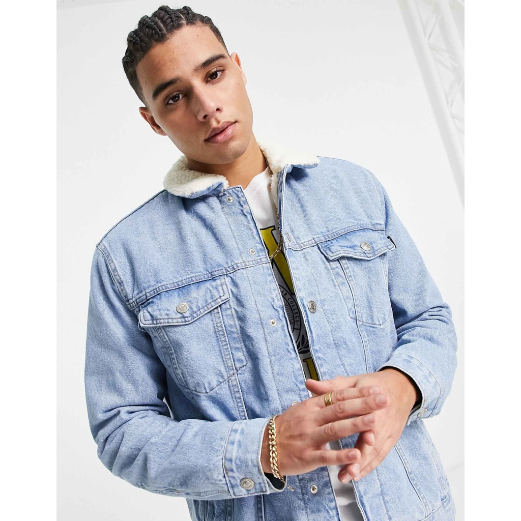 Bershka Denim Trucker Jacket Sherpa Lined (Original)