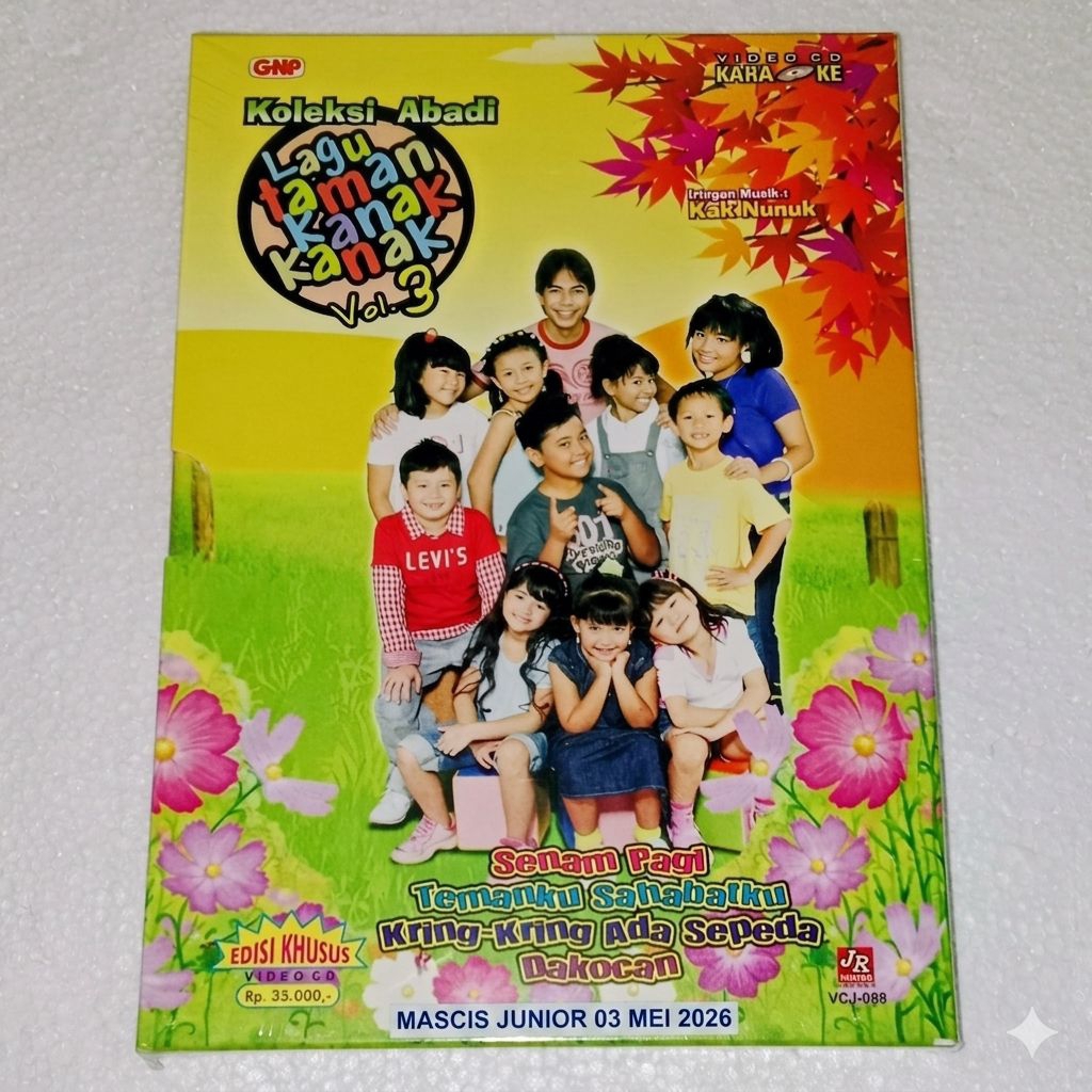 VCD Koleksi Abadi Lagu Taman Kanak Kanak Vol 3 bersama iringan musik Kak Nunuk V CD Original