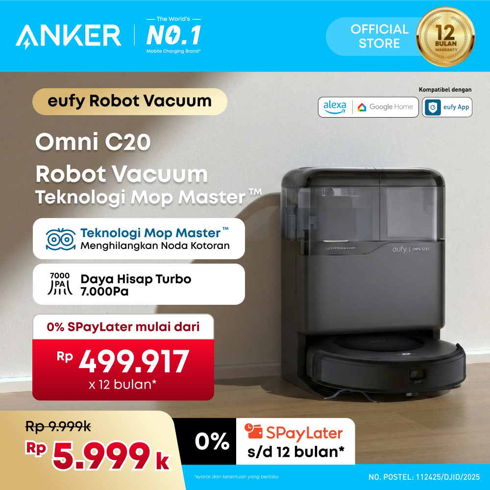Eufy Robot Vacuum Omni C20 / E25 All-in-One Station Mop Combo, HydroJet System, Zero-Tangle Design, 