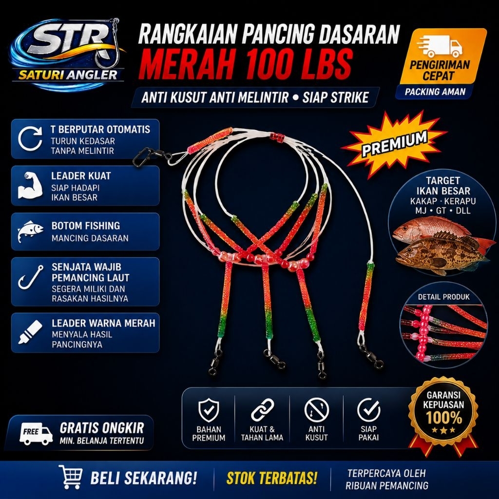 RANGKAIAN PANCING PREMIUM ANTI KUSUT — LEADER KUAT SIAP STRIKE IKAN DASAR LAUT DALAM
