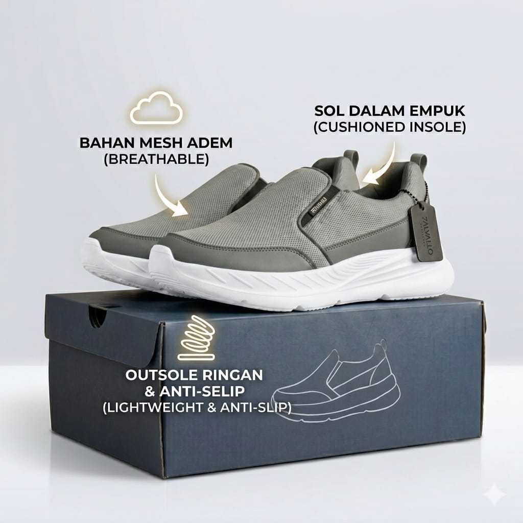 Sepatu Sneaker Pria Sepatu Slip On Tanpa Tali Cowo